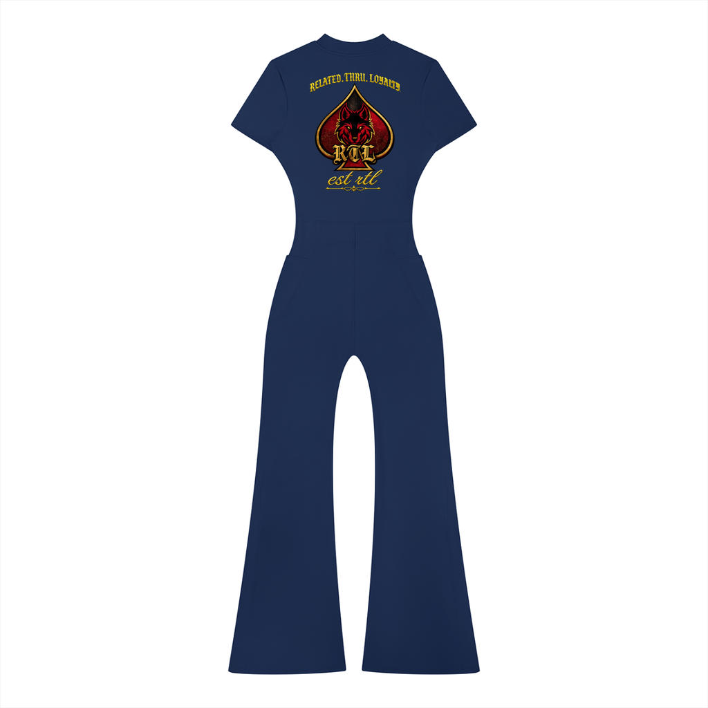 Women’s Tight Flared Leg Quarter-Zip Jumpsuit