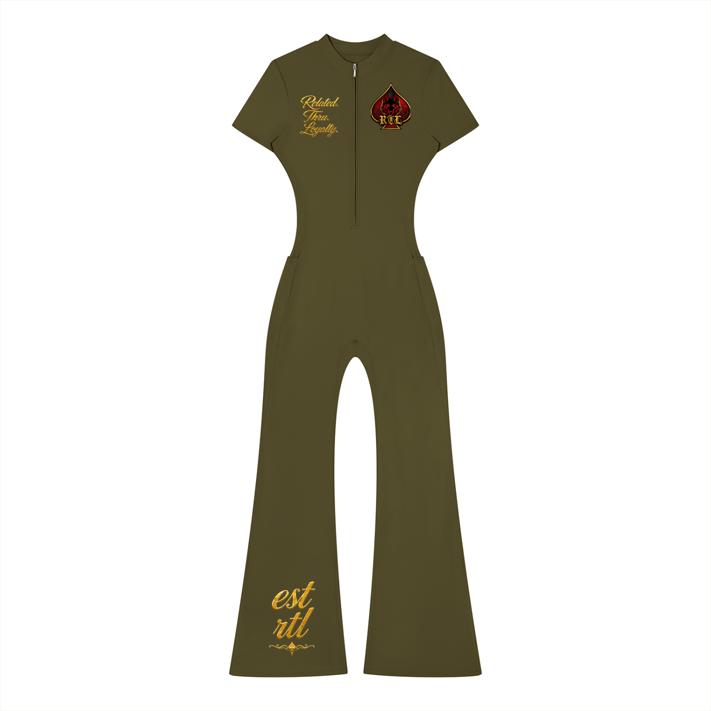Women’s Tight Flared Leg Quarter-Zip Jumpsuit