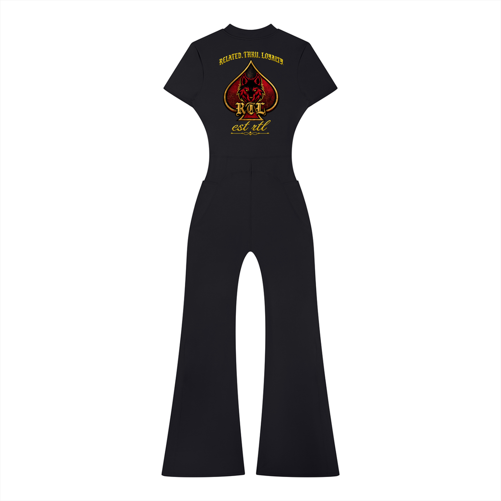 Women’s Tight Flared Leg Quarter-Zip Jumpsuit