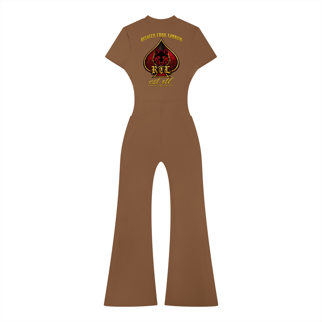 Women’s Tight Flared Leg Quarter-Zip Jumpsuit