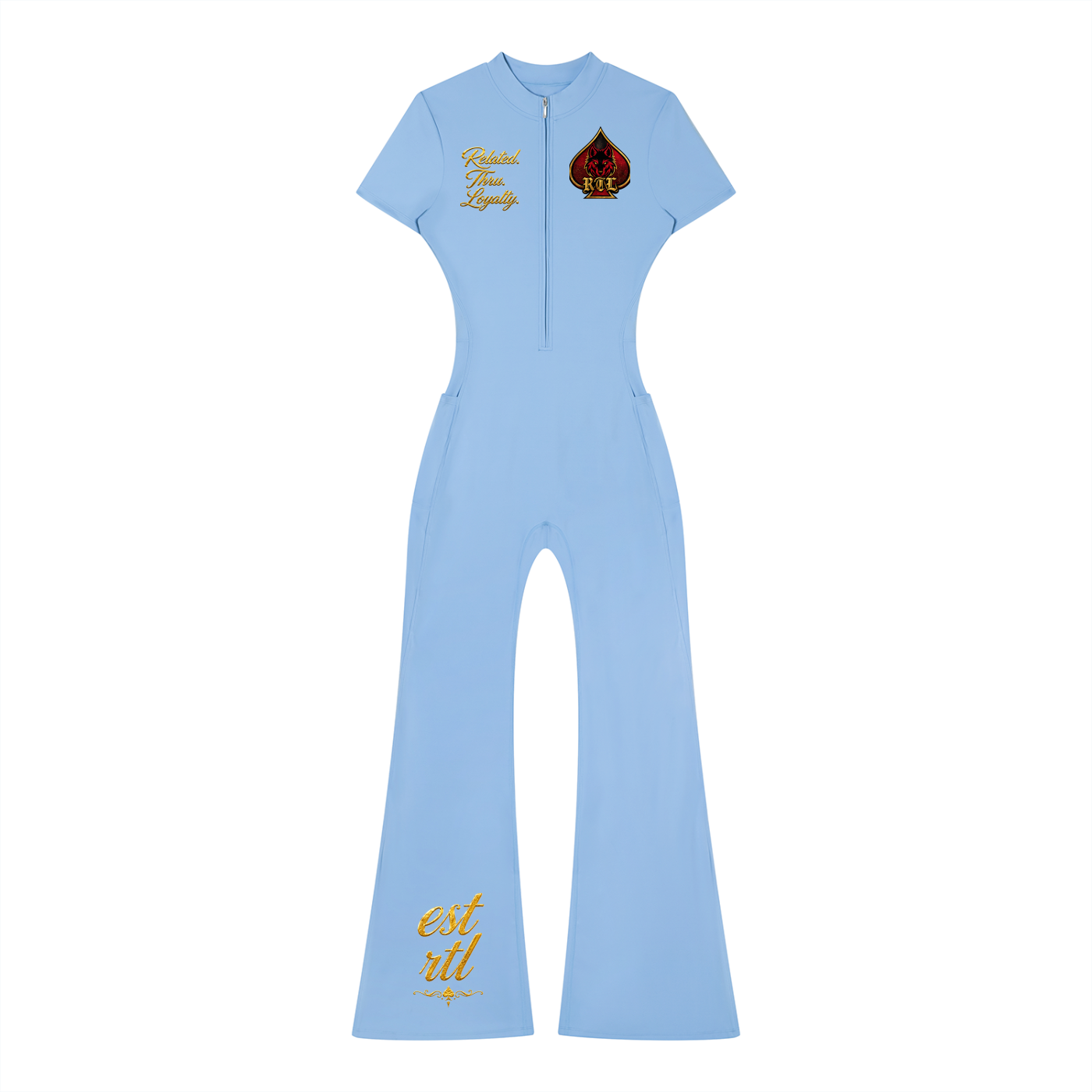 Women’s Tight Flared Leg Quarter-Zip Jumpsuit