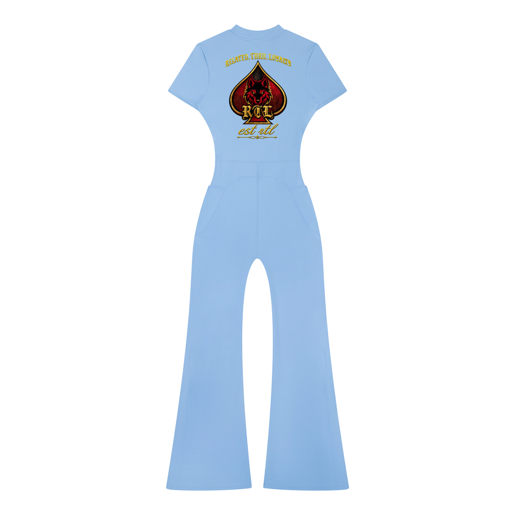Women’s Tight Flared Leg Quarter-Zip Jumpsuit