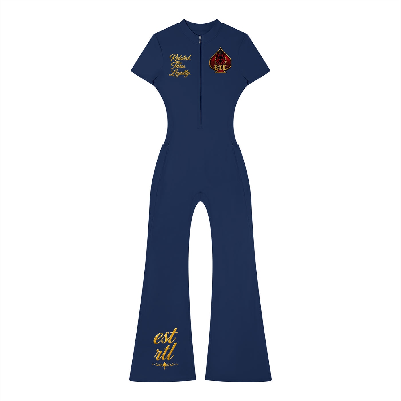 Women’s Tight Flared Leg Quarter-Zip Jumpsuit