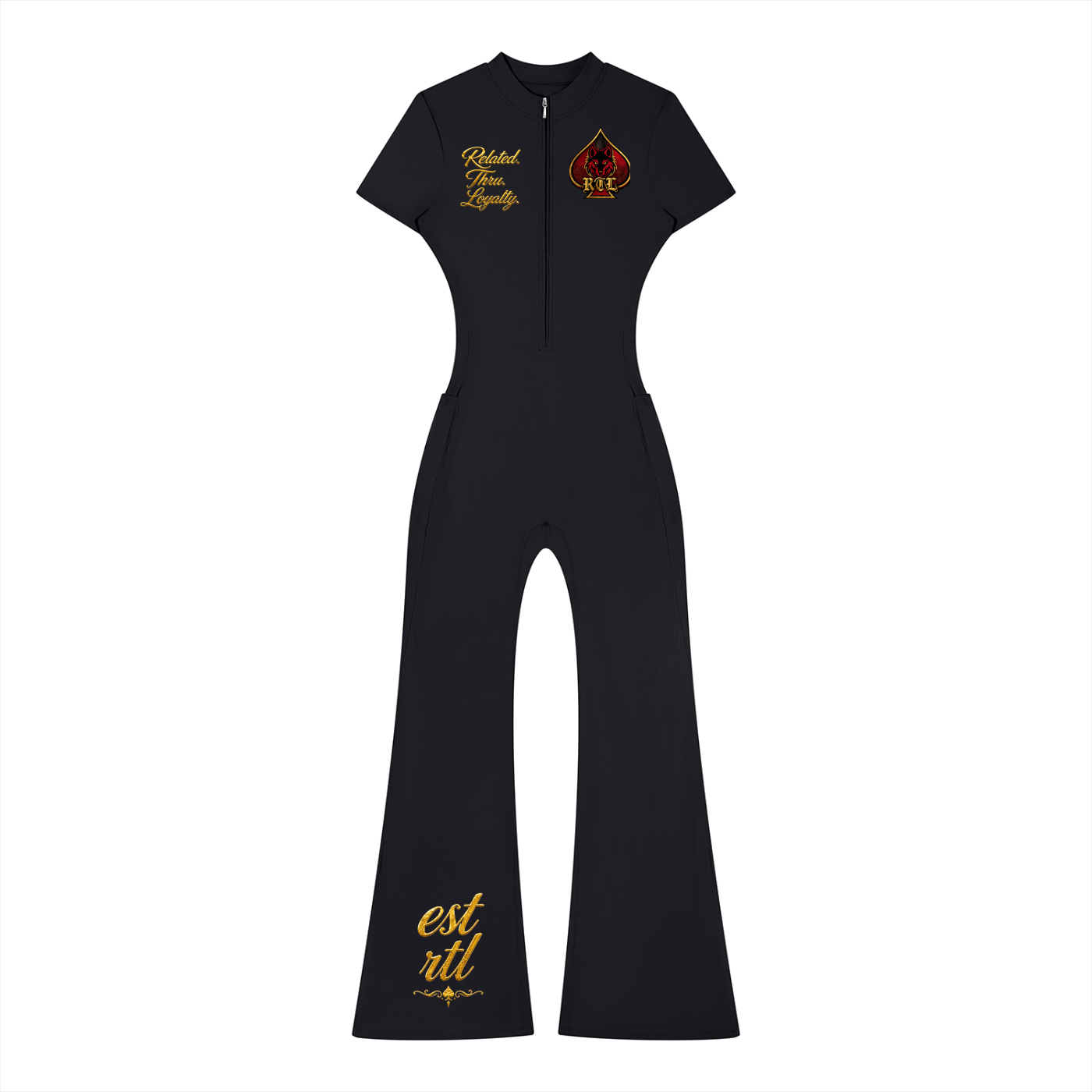 Women’s Tight Flared Leg Quarter-Zip Jumpsuit