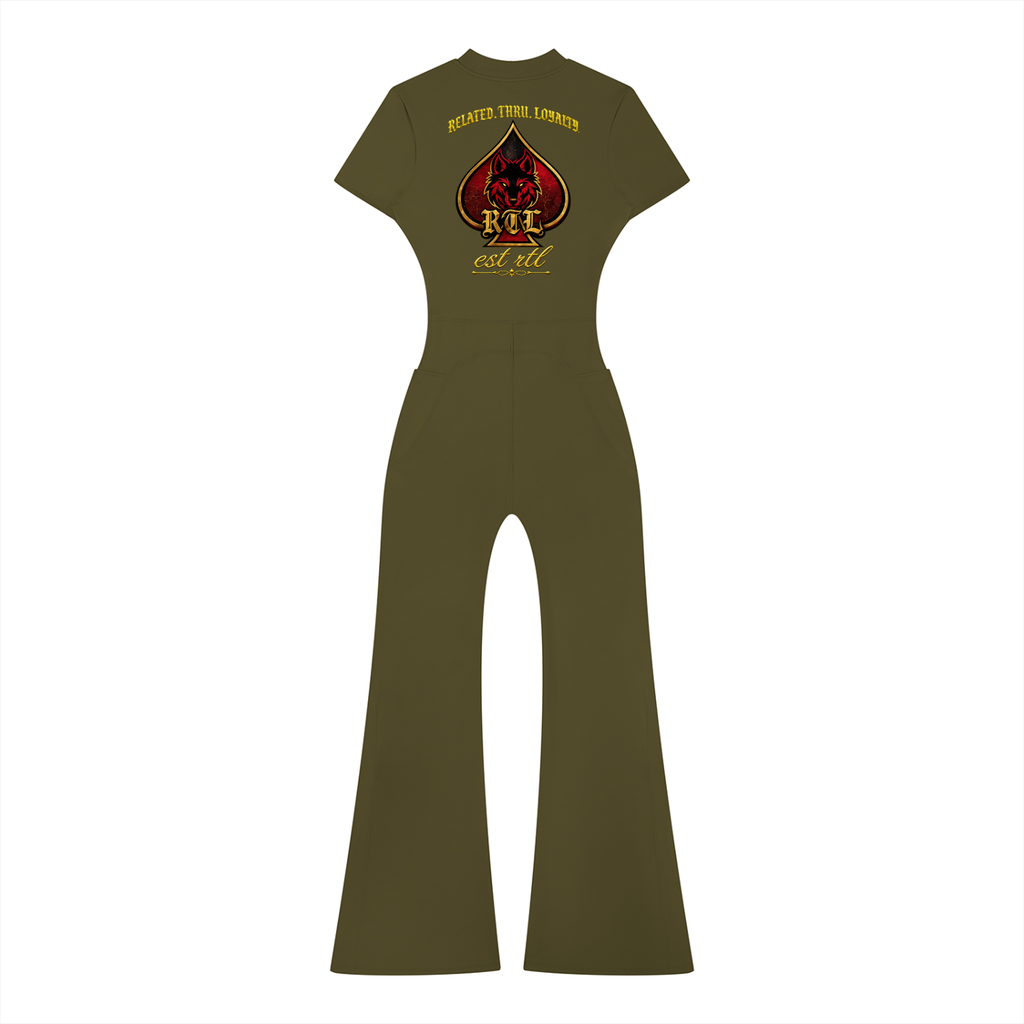 Women’s Tight Flared Leg Quarter-Zip Jumpsuit