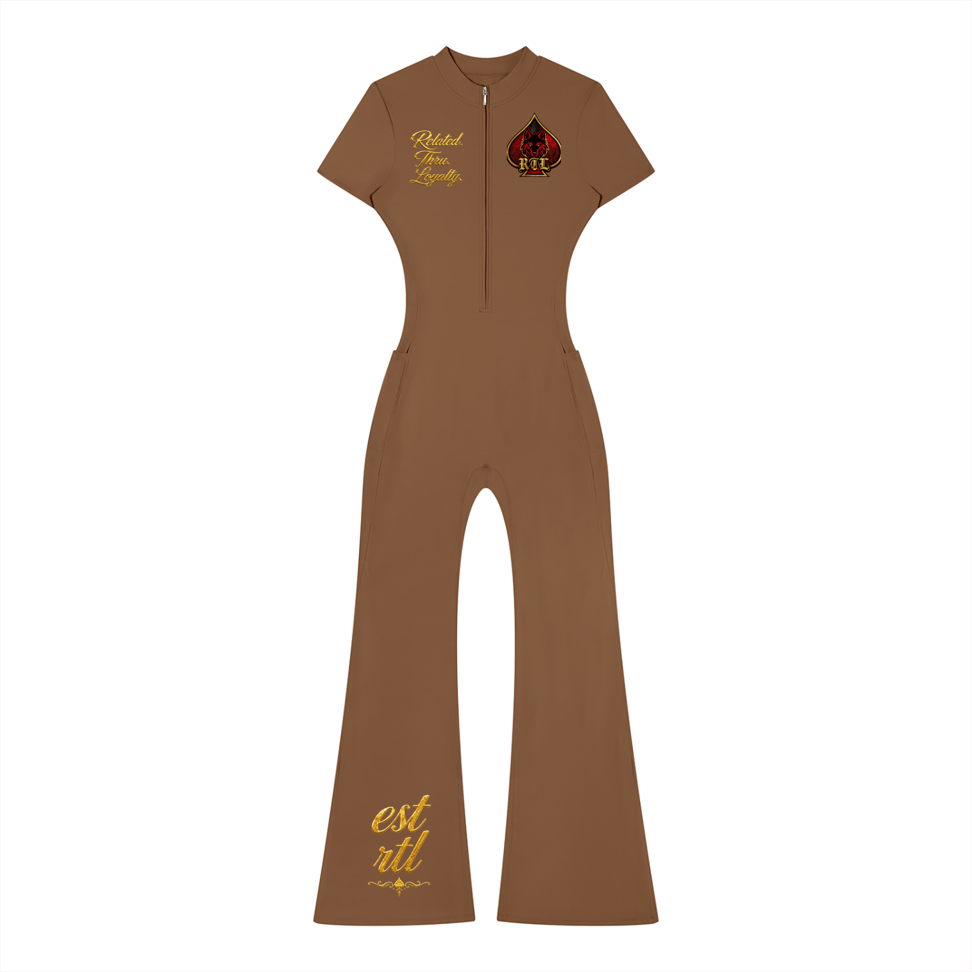 Women’s Tight Flared Leg Quarter-Zip Jumpsuit